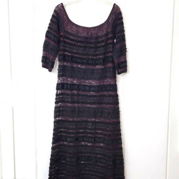 Liz Potter for Jeannie and Elizabeth Brown and Black Lace Maxi Dress - Picture 1 of 8